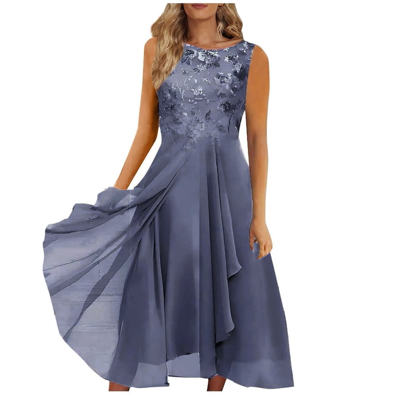 EHTMSAK Mother of The Bride Dresses with Half Sleeves Long Formal Evening  Dresses Lace Appliques Wedding Guest Maxi Dresses for Women Lace Chiffon  Long Formal Evening Blue S - Walmart.com