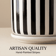 thumbnail image 5 of BUYMAX 4+5+6 inch Set of 3 Ceramic Planters, Black & White Vertical Stripes Pots with Drainage Hole, 5 of 10