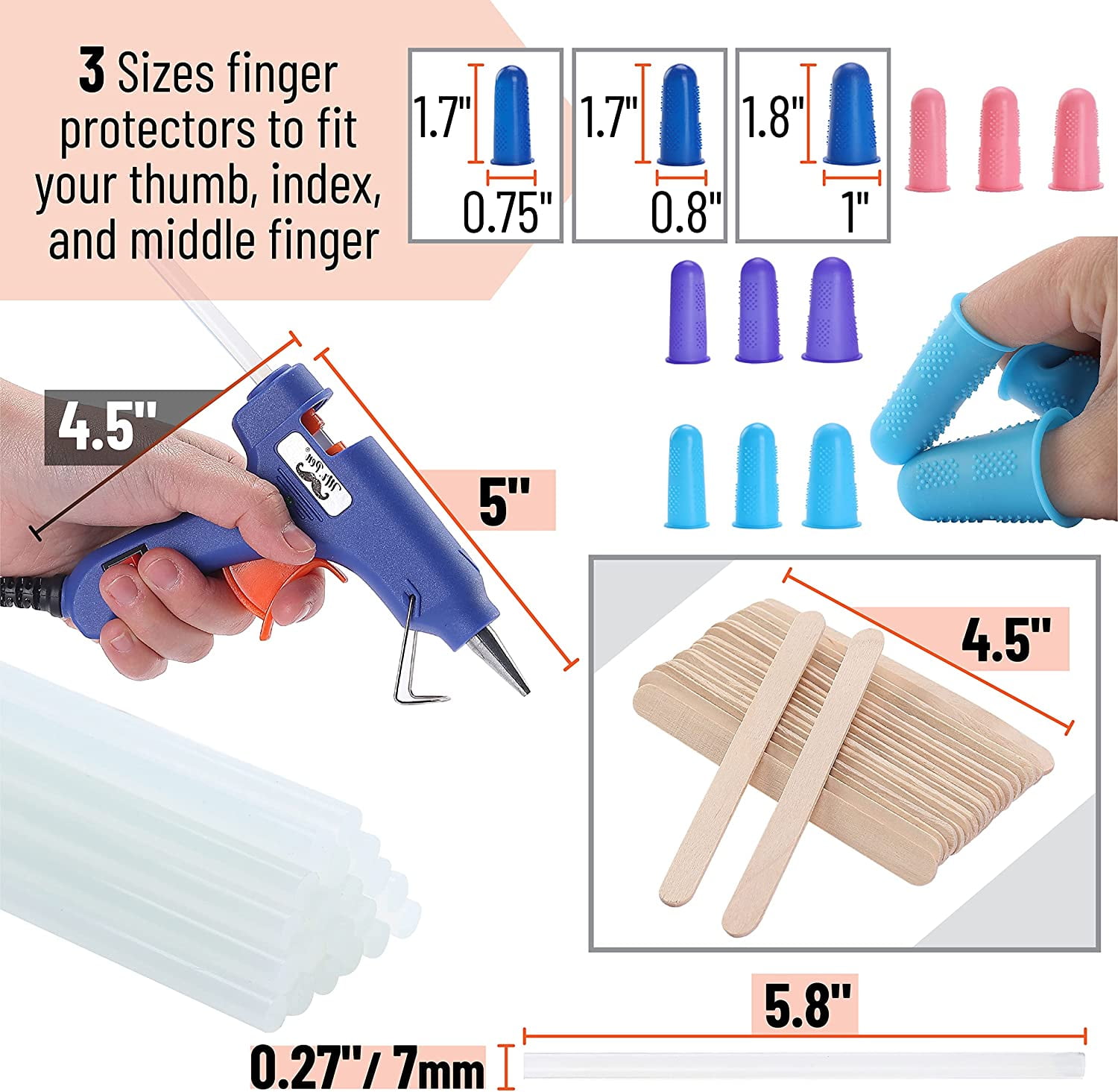 Mr. Pen- Hot Glue Gun Finger Protectors, 24 pcs, Silicone Thimble Finger  Guard f
