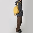 thumbnail image 5 of Canvas Square Backpack, Mini Casual Backpack, Solid Color Schoolbag for College Work Travel, Yellow, 5 of 10