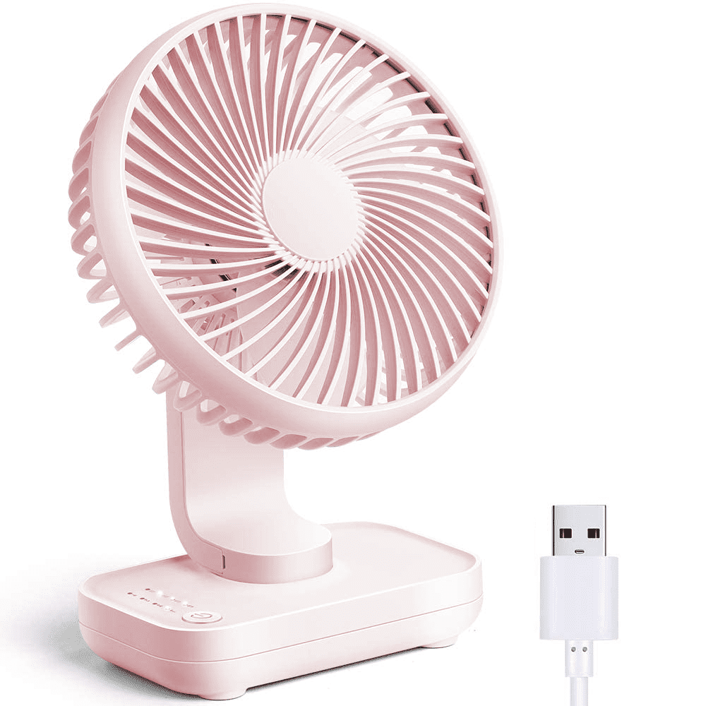 USB Fan Mini Desk Fan Personal Fans Adjustable Tilt with USB Powered 3 Speed for Home/Office/Bedroom/Outdoor Color : Pink, Size : Free Size 