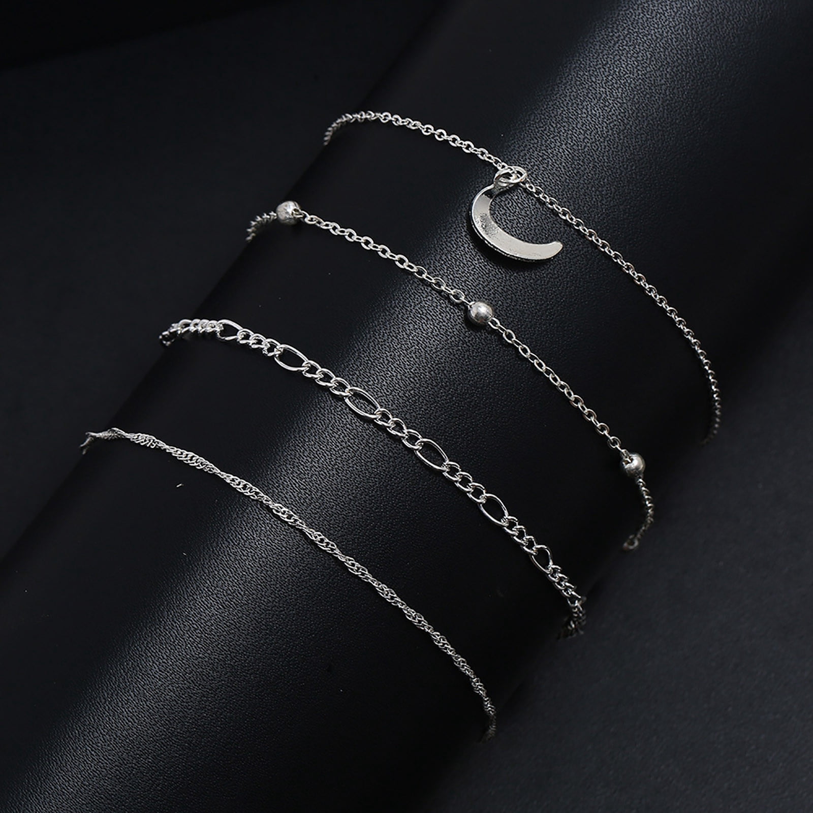 LILELIS Bracelet de Cheville Couche Argent Femme Chaîne Ajustable Plage