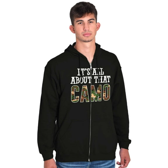 Its All About That Camo Hunting Unisex Fleece Graphic Zip Up Hoodie Brisco Brands 2X