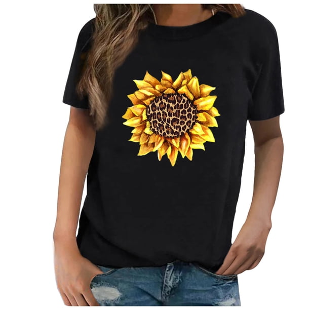 Gibobby Blusa Casual de Mujer Blouse Sleeve Tee Loose Tunic Women Printing Casual Shirts Tops Short Women's Blouse(Negro,XL)