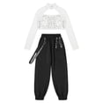 thumbnail image 3 of Yeahdor Girls Sequins Open Back Crop Top with Jogger Pants Dance Outfit Hip-hop Street Dance Performance Costume A Silver 16, 3 of 7