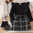 thumbnail image 2 of newwalpole Toddler Girl Fall Winter Clothes Cute Puff Sleeve Top Plaid Mini Skirt Girls A-line Dress Black for Size 2-3 Years, 2 of 7