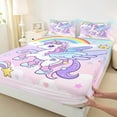 thumbnail image 3 of Manfei Kawaii Cartoon Unicorn Twin Sheet Sets,Colorful Unicorn Twin Fitted Sheet,Rainbow Stars Flower Pattern Flat Sheet For Girls Kids,Luxury Bedroom Decor,3pcs, 3 of 7