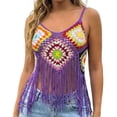thumbnail image 2 of Haivin Women's Crochet Color Block Tank Top with Fringe, Casual Sleeveless Blouse for Summer, Beach and Daily Wear, 2 of 5