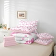 thumbnail image 6 of Manfei Cartoon Pink Bowknot 7 Pieces Bedding Comforter Set for Female Girls Child,Polka Dots Full Bedding Set Lightweight,Kawaii Bow Tie Fitted Sheet Flat Sheet,Super Cozy Room Decor, 6 of 8