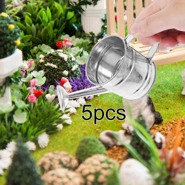 5 regaderas pequeñas, hervidores de agua, macetas de riego pastorales en miniatura para jardinería doméstica, cubos para regalo de cumpleaños o patio.