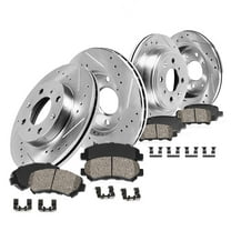Callahan Brake Parts Brake Kit for Toyota MR2 Spyder 2000-2005 Front and Rear Drilled and Slotted Brake Rotors with Ceramic Brake Pads EBYK034805