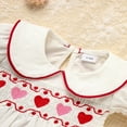 thumbnail image 6 of ZEHJUHAN Baby Girl's Cute Valentine Romper, Embroidered Heart Peter Pan Collar Bubble Sleeve Jumpsuit White，3-6M, 6 of 10