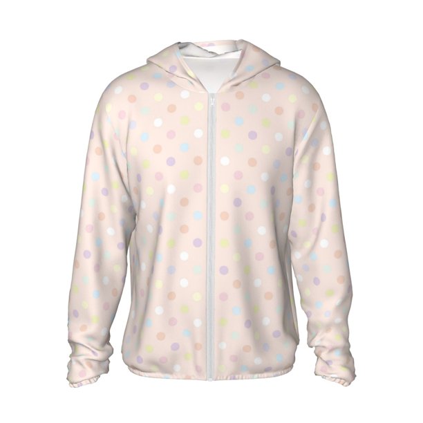 Balery Colorful Dots Sudadera ligera de manga larga con capucha y protección solar UPF 50+ para hombre y mujer, ideal para pesca y running-Small