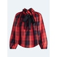 thumbnail image 5 of Free Assembly Women's and Women's Plus Ruffle Tie Neck Cotton Top with Long Sleeves, Sizes XS-4X, 5 of 5