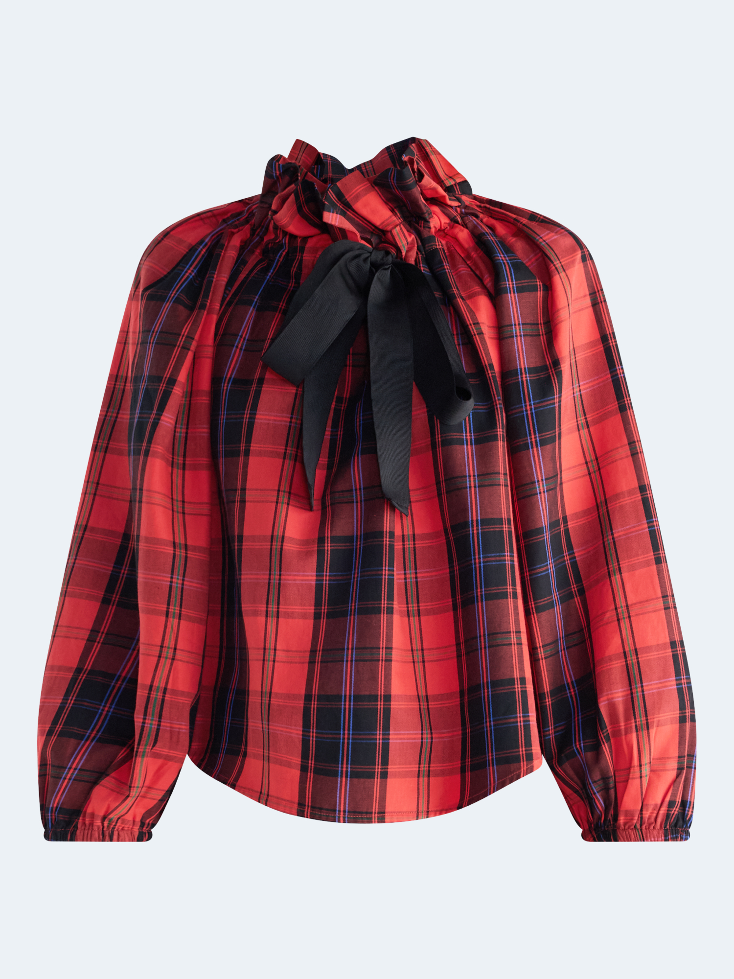 Free Assembly Women's Ruffle Tie Neck Cotton Top, Red photo 5