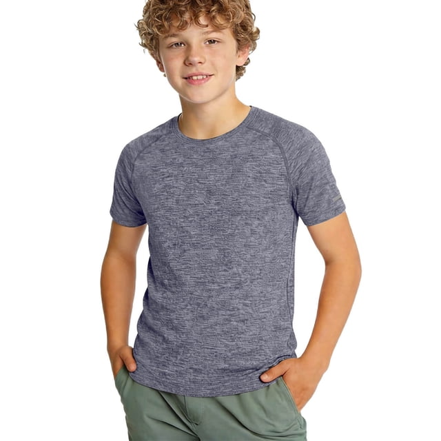 Zpanxa Girls Athletic Shirts Solid Color Round Neck Short Sleeve Sporty Tee Polyester Top 11-12 Years