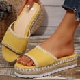 thumbnail image 2 of FRSASU Women's Platform Sandals Breathable Crochet Espadrille Slides Open Toe Backless Summer Beach Slippers Yellow, 2 of 9