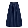 thumbnail image 5 of Curuila Womens Denim Skirts With Pocket Solid Color Elastic Waistband Elegant Long Skirts For Women Size L, 5 of 6
