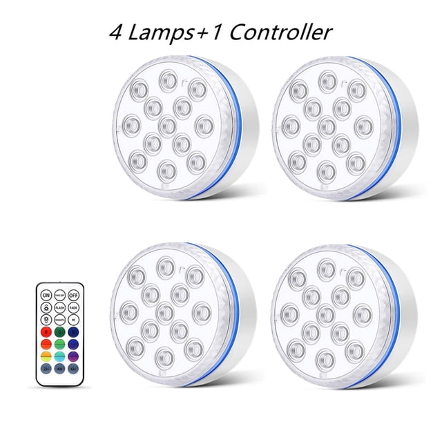 Updated Submersible LED Lights With Remote Underwater Pool Light IP68 Magnet 13 LED Bright Lamp RGB For Pond/Pool/Aquarium ,Easy to Install