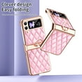 thumbnail image 2 of Decase for Samsung Galaxy Z Flip 4 New Slim Case with Diamond Ring Kickstand,Elegant Style PU Leather Plating Bumper Shockproof Phone Cover with Hinge Protection for Samsung Galaxy Z Flip4 5G,Pink, 2 of 7