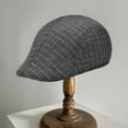 thumbnail image 3 of Opvise Men Fashion Beret Plaid Peaked Dome Short Brim Sweat Absorption Vintage Windproof Sun Painter Hat Streetwear Grey, 3 of 8