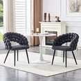 thumbnail image 5 of LUFTUT Velvet Bubble Back Dining Chairs Set of 2, Modern Gray Upholstered Accent Chairs, Black Metal Legs, Stylish Vanity & Kitchen Furniture, 5 of 7