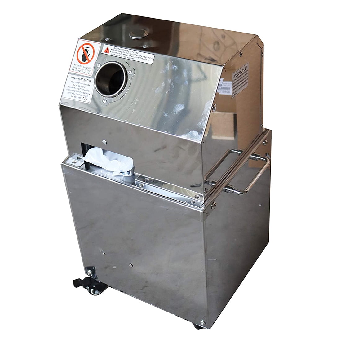 PreAsion Electric Sugarcane Juicer Fruit Press Machine 3 Rollers Stainless Steel Silver