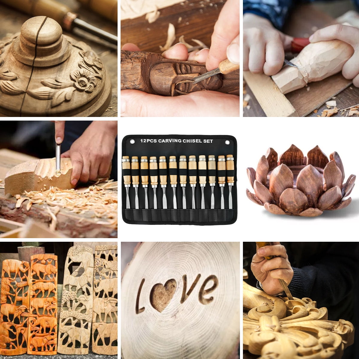 Buy Hands DIY 12Pcs Wood Carving Tool Set Complete Wood Carving Chisels