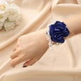 thumbnail image 2 of 2PCS Rose Wedding Wrist Boutonniere Corsage Fake Flower Bridal Corsage Bracelet for Bridesmaid Décor Womens, 2 of 5
