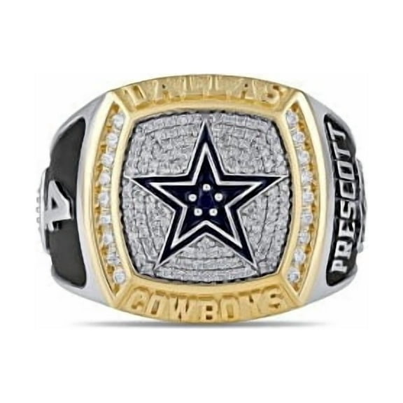 Dak Prescott Championship Ring 0.5ctw Moissanite Diamonds, 925 Sterling Silver Two Tone Sports Ring