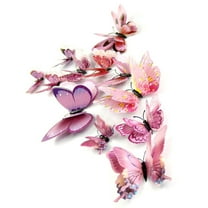 LAMIRO 12 pcs Creative 3D Double Wings Butterfly Art DIY Wall Stickers for Home Decoration