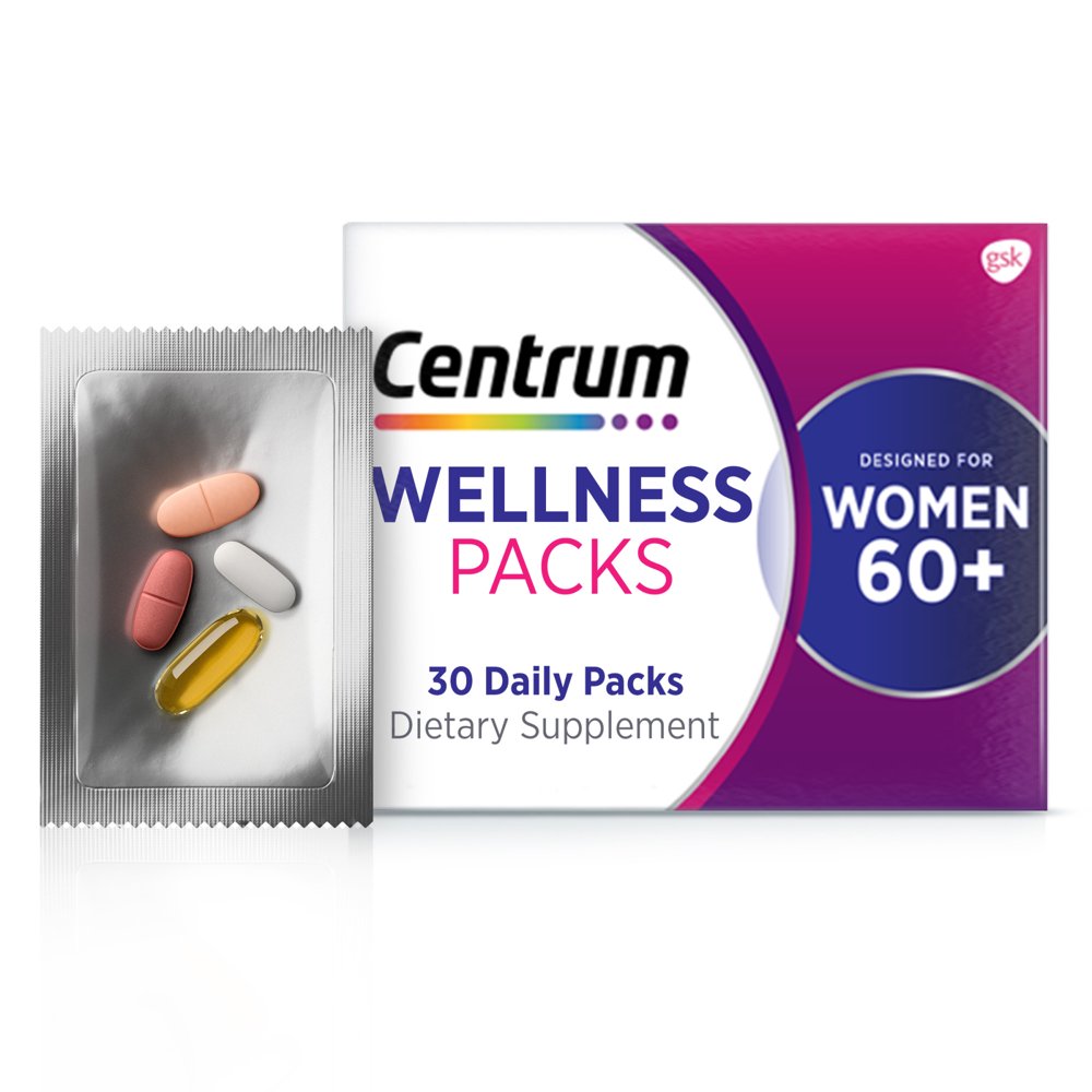 Centrum Wellness Packs Daily Vitamins for Women In Their 60S, With