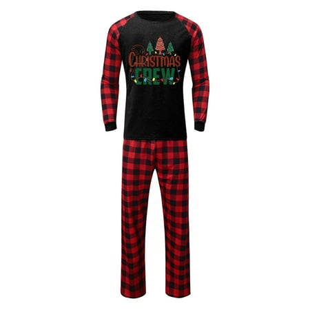 

Family Clothes Christmas Pjs Letter Plaid Print Long Sleeve T Shirt Top And Pants Xmas Sleepwear Holiday Family Matching Pajamas Outfit