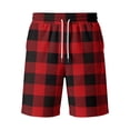 thumbnail image 4 of Delconic Men Classic Buffalo Plaid Quick Dry Casual Shorts Skin Friendly Elastic Waist Deep Side Storage Pockets Short Trousers For Spring Summer Commute Walking Red 4XL, 4 of 5