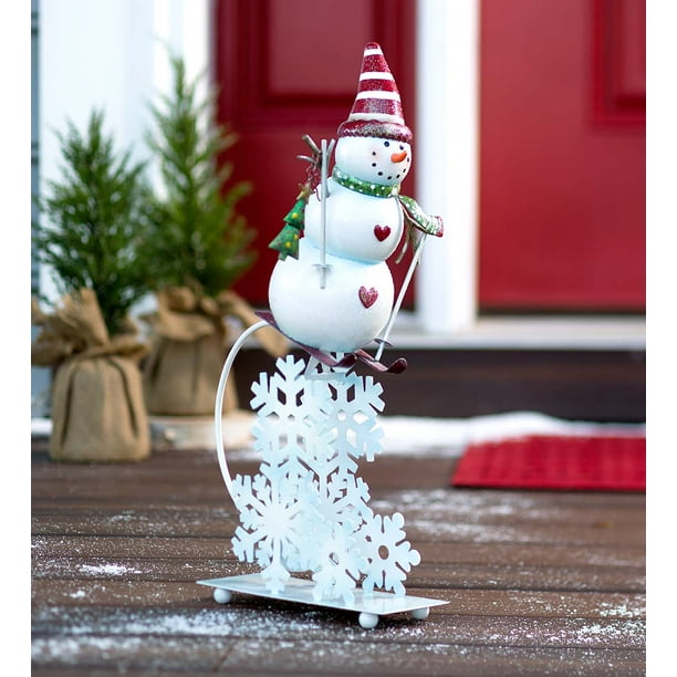 Metal Skiing Snowman Balancer Indoor Outdoor Christmas Decor Accent Walmart Com Walmart Com