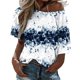 thumbnail image 1 of Gibobby Camisetas de verano para mujer Blusa holgada bohemia verano para mujer, blusa talla grande con hombros descubiertos y estampado Floral para mujer(Blanco,CH), 1 of 5