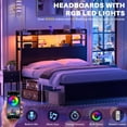 thumbnail image 3 of iSunirm Bookcase Headboard for Twin Size Bed with Storage, Headboard with LED Light & Power Outlets, Sturdy Twin Size Wood Headboard Only for Twin Size Bed Frame, 40.2'' Width, Black, 3 of 8