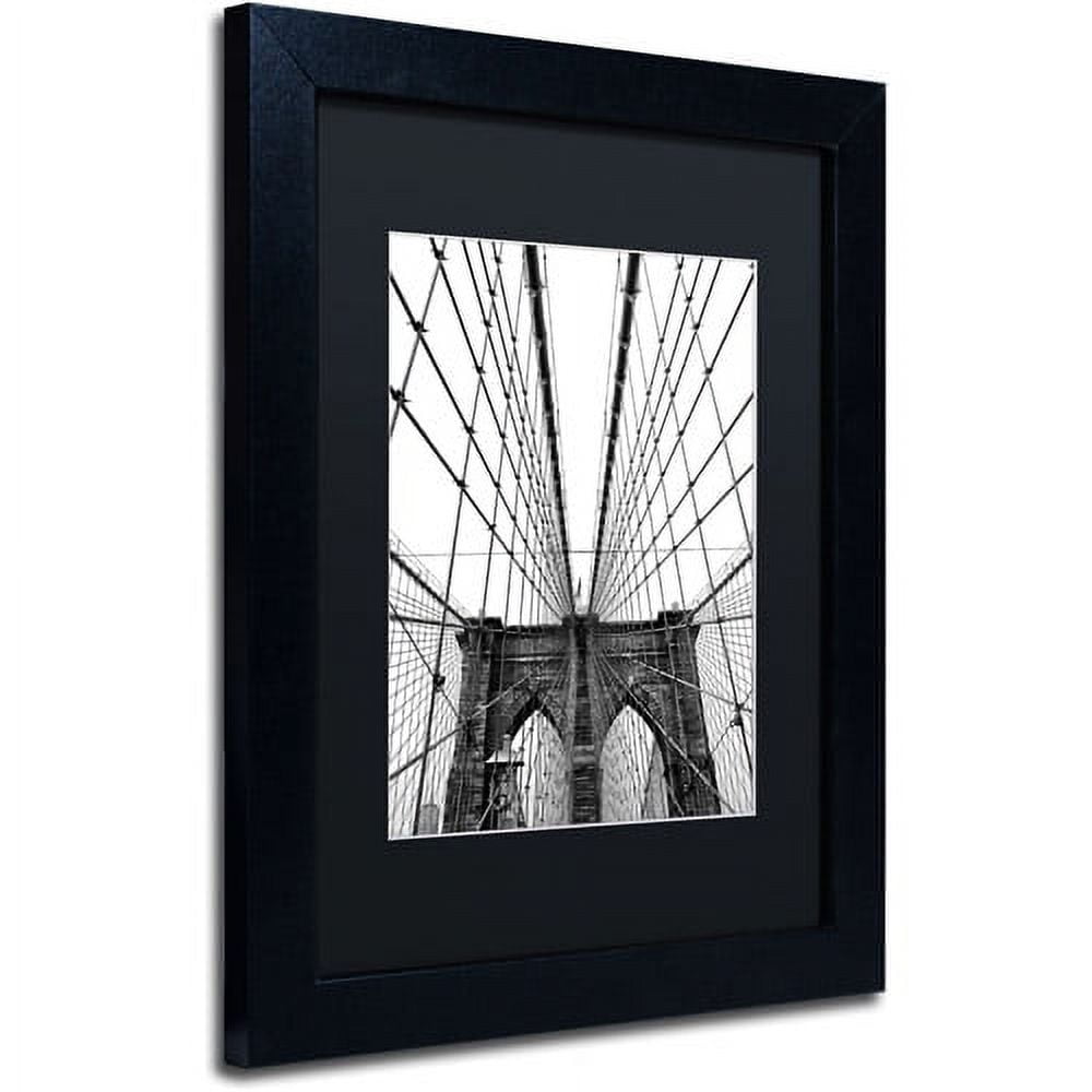 Trademark Fine Art "Brooklyn Bridge 3" Canvas Art by CATeyes, Black Matte, Black Frame