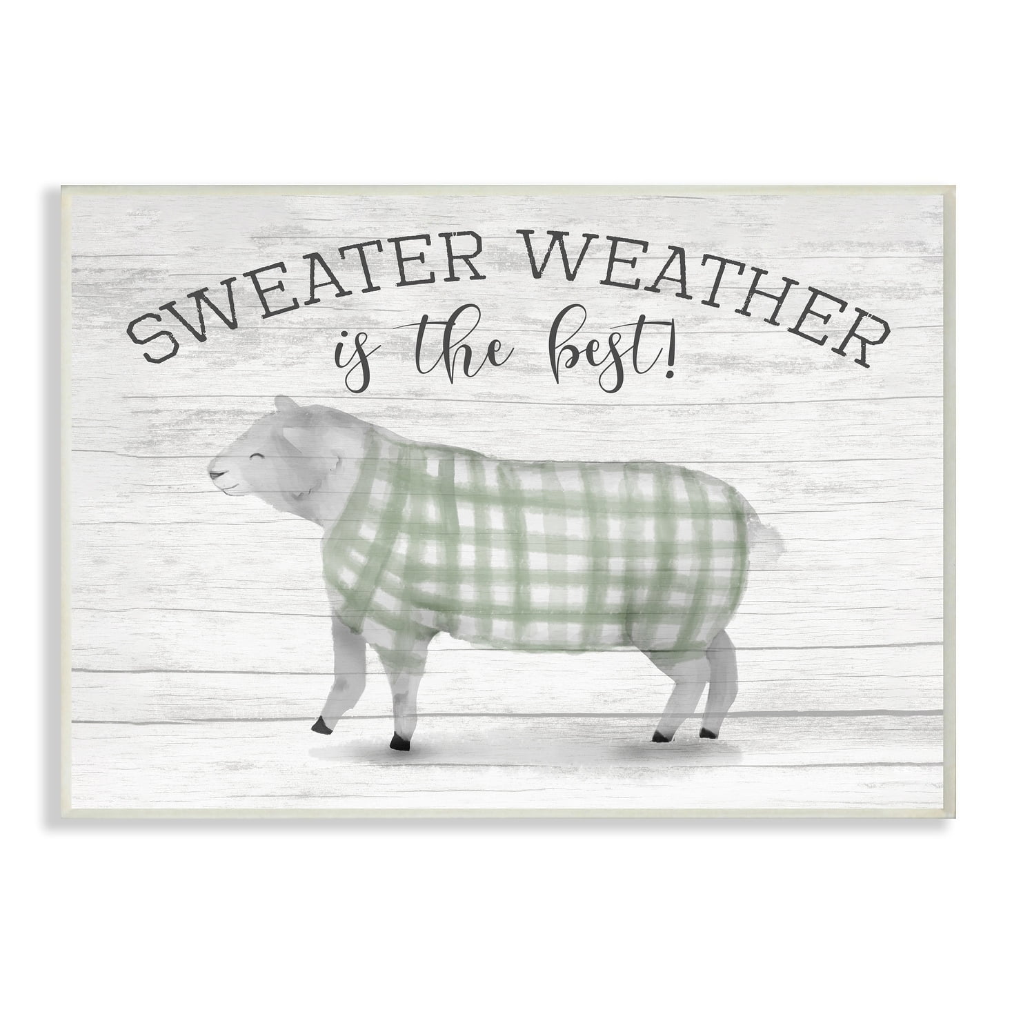 Stupell Industries Sweater Weather Is Best Phrase Rustic Farm Sheep Wall Plaque, 10 x 15, Design by Daphne Polselli