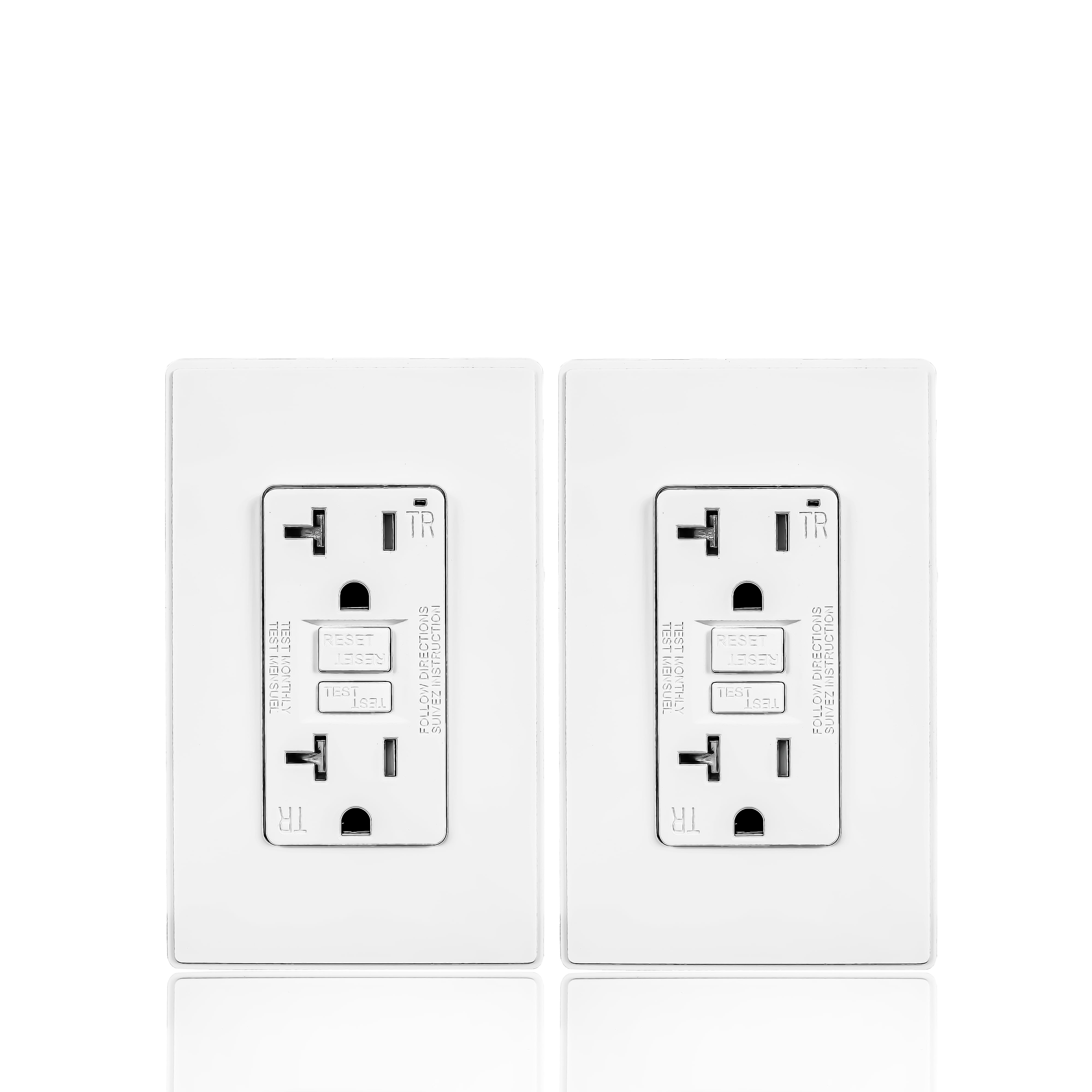 15A UL Listed 20A AMP GFCI GFI Safety Outlet Receptacle w/ Wall Plate White 
