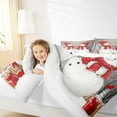 thumbnail image 4 of jejeloiu Cute Snowman Queen Comforter Set,Pink Christmas Gifts Bedding Sets,Red White Bedding Comforter Set For Girl Kids,Microfiber Bedroom Decor Reversible,3-Piece, 4 of 8