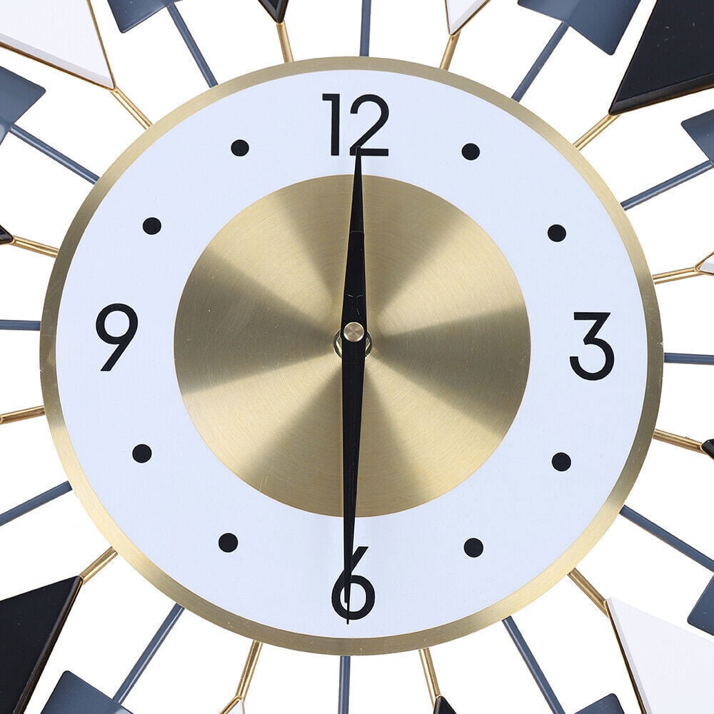Denest Mid Century Wall Clock Large Silent Metal Starburst Wall Clock for Living Room