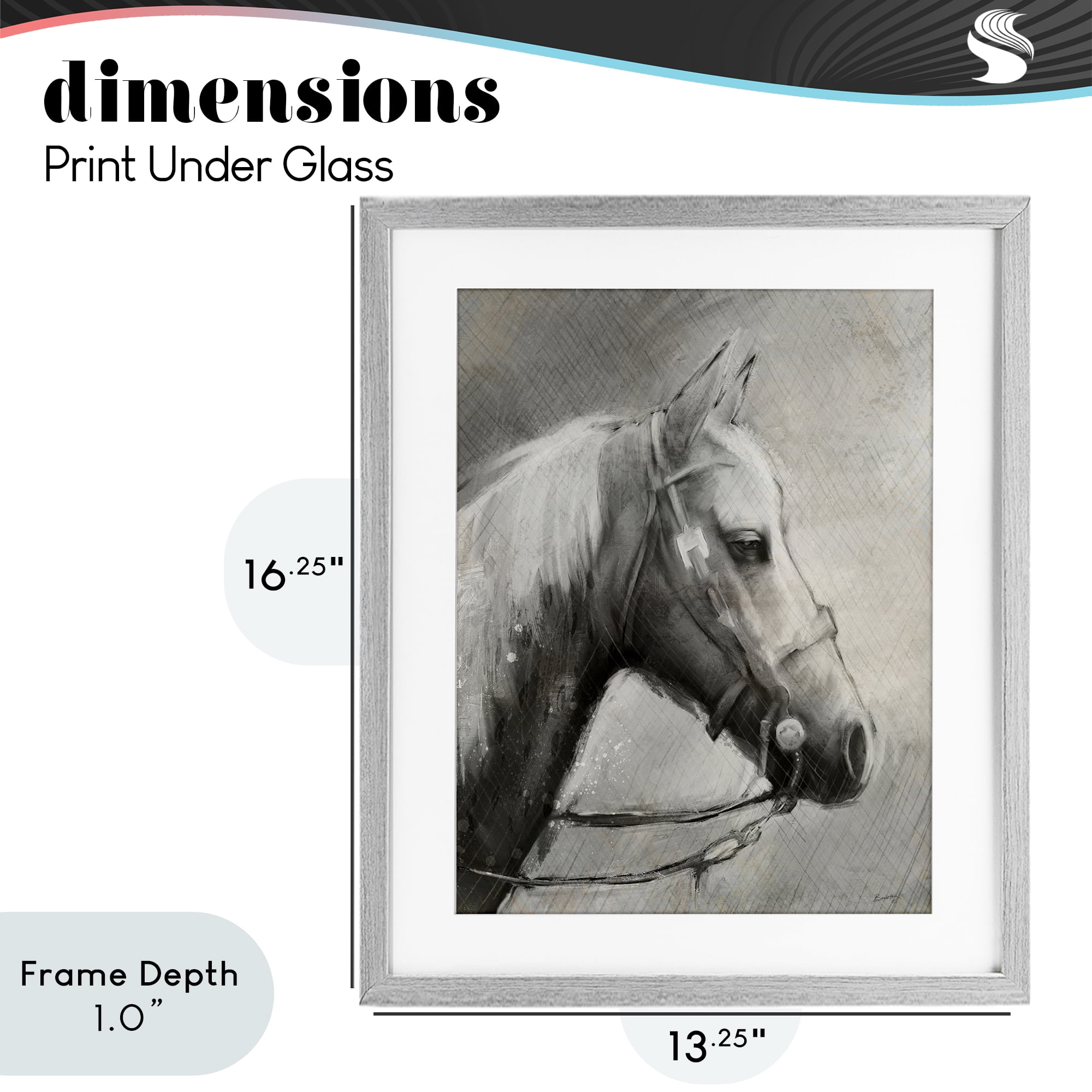Stupell Industries Modern Ranch Horse Gray Framed Print Under Glass, design by Chad Barrett