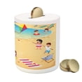 thumbnail image 3 of Sports Piggy Bank, Beach Volleyball Little Playing by the Sea Summer Holiday, Ceramic Coin Bank Money Box for Cash Saving, 3.6" X 3.2", Multicolor, by Ambesonne, 3 of 4