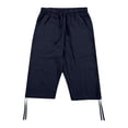 thumbnail image 4 of CONZONE Mens Baggy Linen Capri Pants Wide Leg Pants for Men Trendy Elastic Waist Drawstring Solid Soft Casual Joggers Pant With Pockets, 4 of 4
