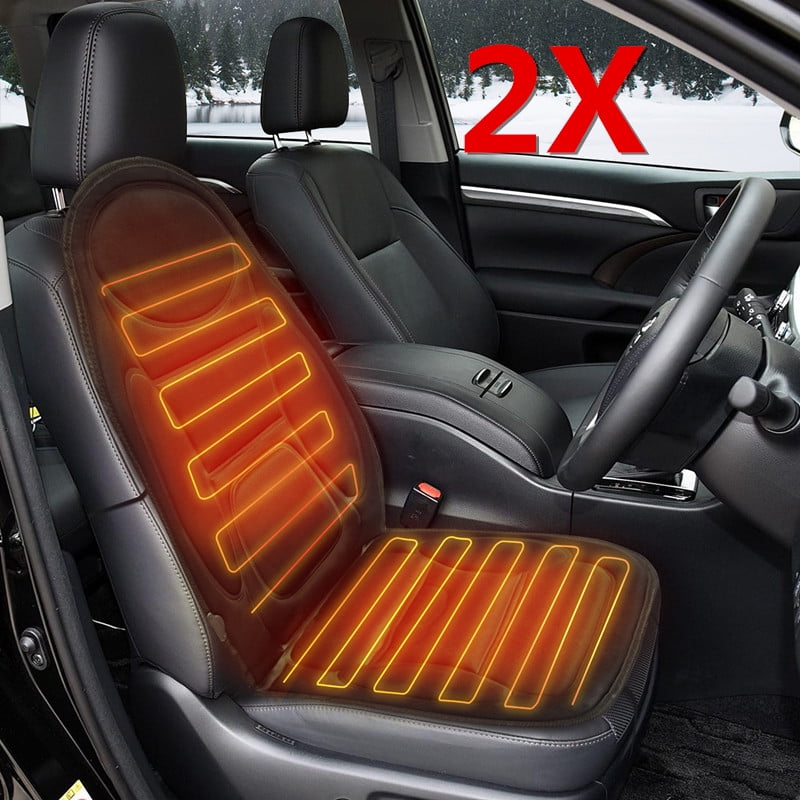 Heated Car Seat 12V Universal Heated Car Seat Covers Car Front Seat Hot Heated Pad Heated Car Seat Pad Cushion Winter Warmer Cover with Intelligent Temperature Controller and Timing,Black 1 Pack 