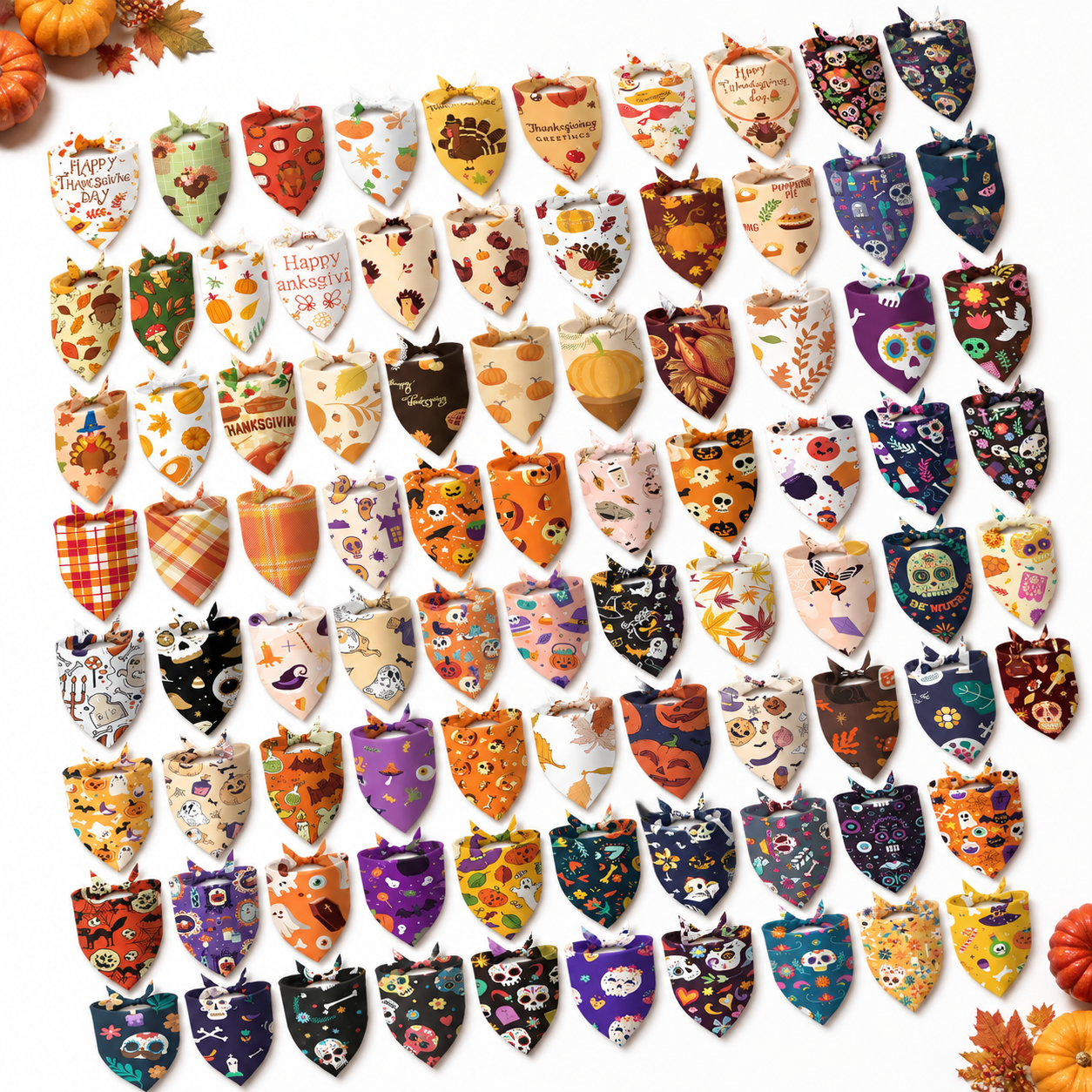 Vivid Seasonal 100 Large Dog Bandanas 3 Festival Holiday Set