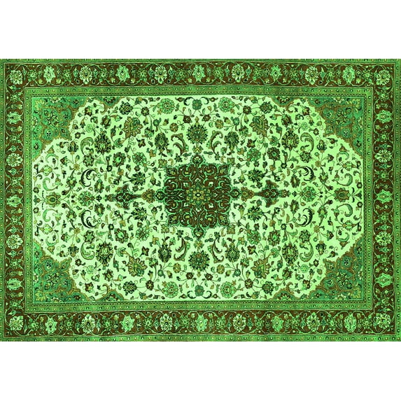 Ahgly Company Indoor Rectangle Medallion Green Traditional Area Rugs, 2' x 4'