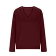 thumbnail image 3 of HAiming Womens Plus Size Knit Cotton Sweater Casaul V Neck Long Sleeve Solid Color Trendy Pullover Tops, 3 of 5