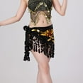thumbnail image 5 of MOJOGO Women's Belly Dance Yoga Class Skirt Hip Scarf Wrap Skirt Music Festival Clothing with Sparkly Sequins Black Free Size, 5 of 9